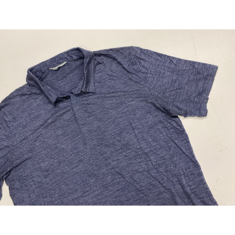 Men Icebreaker Merino navy heather blue short sleeve wool blend polo shirt L